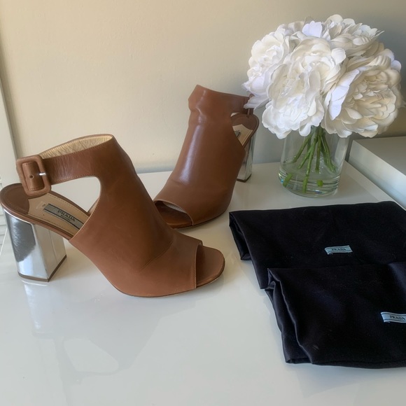 Prada Shoes - Prada Open Toe Ankle-Wrap Booties